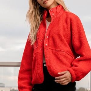 FP Movement Red Teddy Jacket Cozy Oversized Style